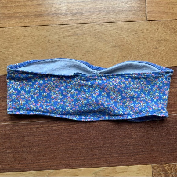 Aerie Blue Floral Cotton Bandeau Bralette, small - Picture 2 of 6